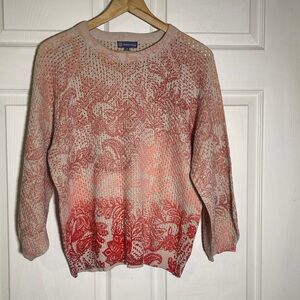 Democracy Red and Pink Floral Sweater